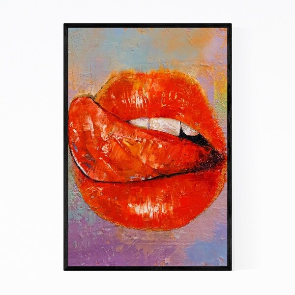 Noir Gallery Red Lips Feminine Painting Framed Art Print