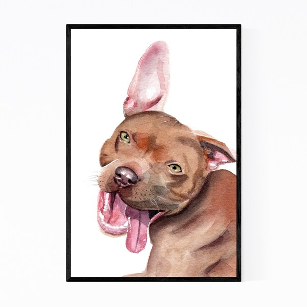 Noir Gallery Pitbull Dog Cute Animal Painting Framed Art Print