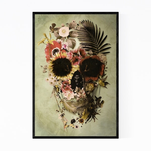 Noir Gallery Skull Floral Botanical Abstract Framed Art Print