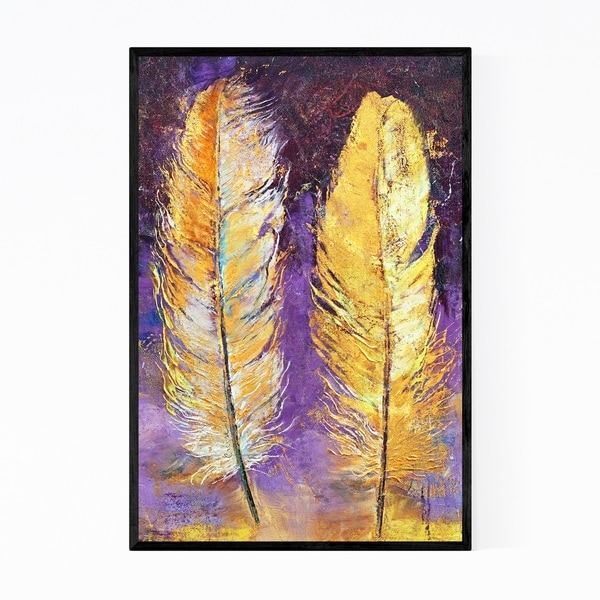 Noir Gallery Gold Feathers Abstract Painting Framed Art Print