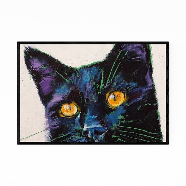 Noir Gallery Black Cat Pets Animal Painting Framed Art Print
