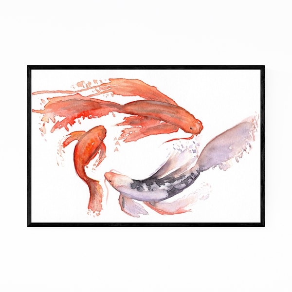 Noir Gallery Japanese Koi Carp Painting Framed Art Print