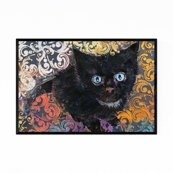 Noir Gallery Little Black Kitten Cat Animal Framed Art Print