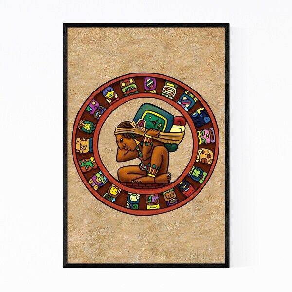 Noir Gallery Mayan Calendar Illustration Framed Art Print