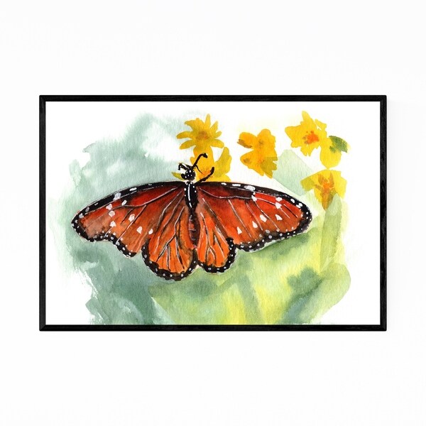 Noir Gallery Monarch Butterfly Botanical Framed Art Print