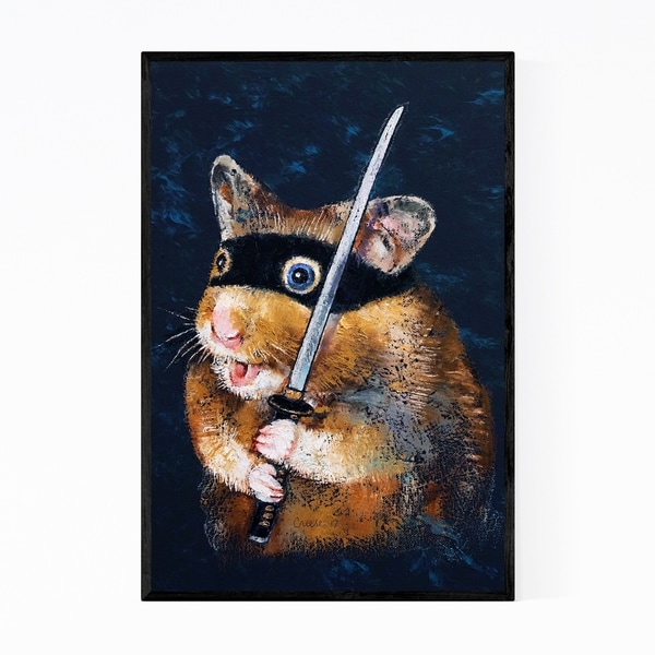Noir Gallery Ninja Hamster Animal Painting Framed Art Print