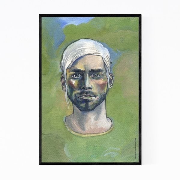 Noir Gallery Gouache Painting Man Portrait Framed Art Print
