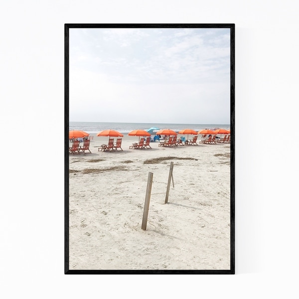 Noir Gallery Beach Umbrellas Coastal Nature Framed Art Print