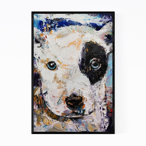 Noir Gallery Pit Bull Puppy Dog Animal Painting Framed Art Print