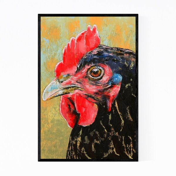 Noir Gallery Red Rooster Animal Painting Framed Art Print