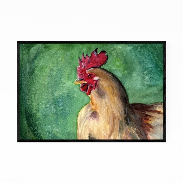 Noir Gallery Rooster Animal Watercolor Painting Framed Art Print