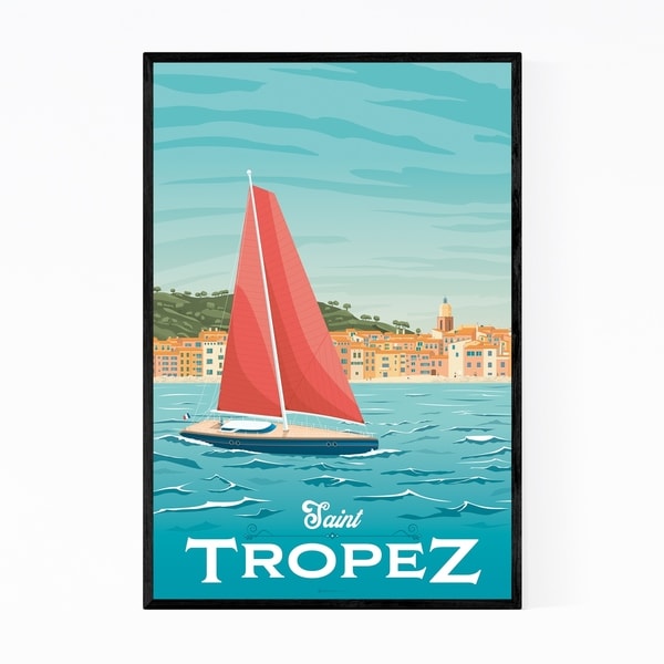 Noir Gallery Saint Tropez France Skyline Framed Art Print