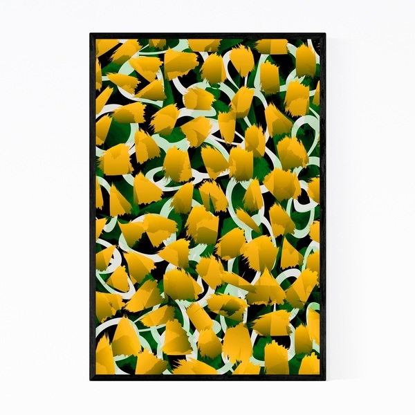 Noir Gallery Yellow Flowers Floral Botanical Framed Art Print