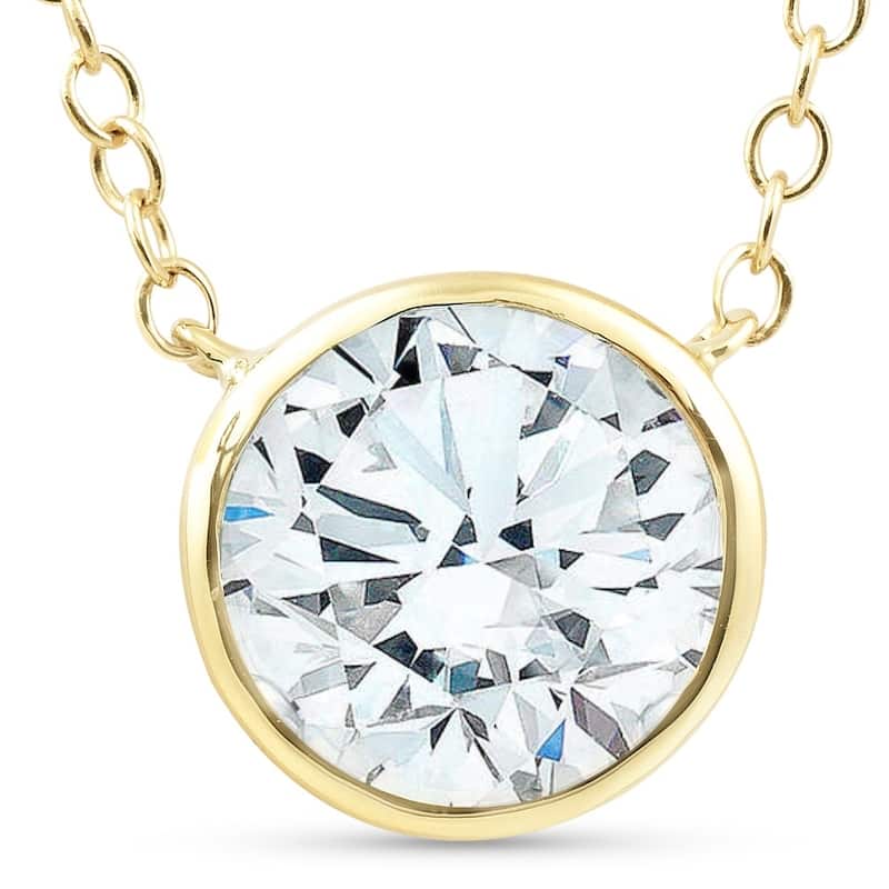 1.88Ct Round Solitaire Diamond Bezel Pendant Yellow Gold Lab Grown