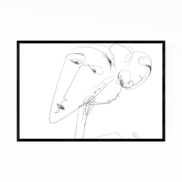 Noir Gallery Feminine Portrait Line Drawing Framed Art Print