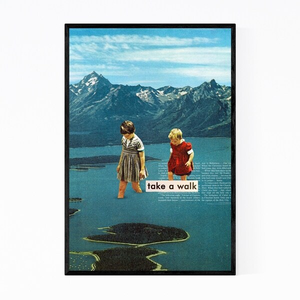 Noir Gallery Vintage Nature Mountains Collage Framed Art Print