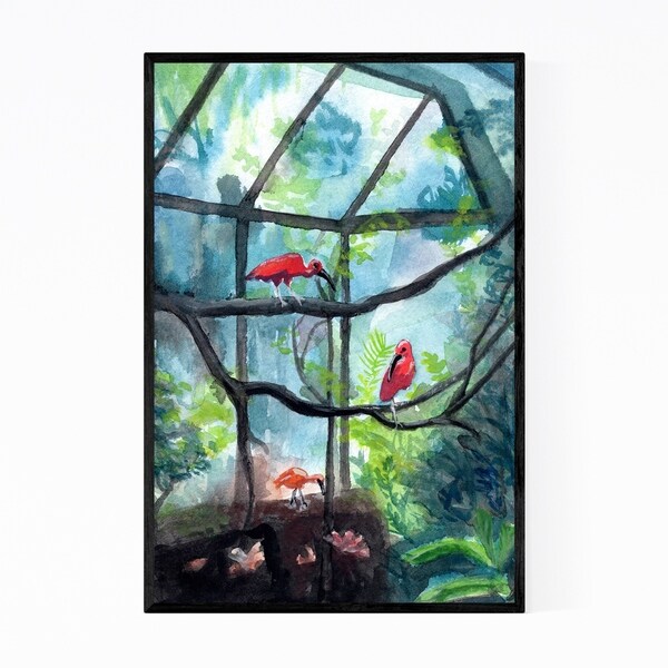 Noir Gallery Tropical Birds Nature Painting Framed Art Print