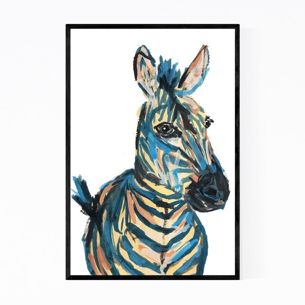 Noir Gallery Zebra Animal Wildlife Painting Framed Art Print