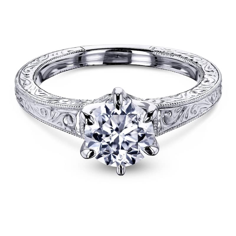 Annello by Kobelli 14k Gold 1 Carat 6-Prong Diamond Solitaire Vintage Engagement Ring