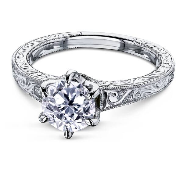 Shop Annello By Kobelli 14k Gold 1 Carat 6 Prong Diamond Solitaire Vintage Engagement Ring On Sale Overstock 28726716