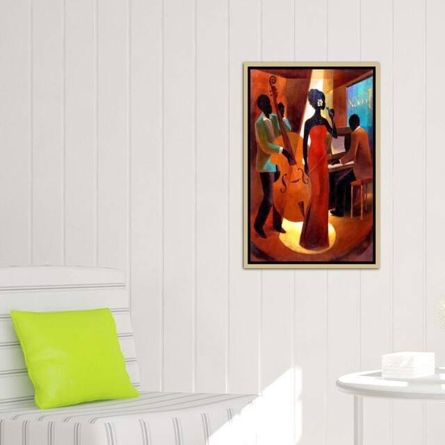 Copper Grove Lagrita 'In A Sentimental Mood' Framed Canvas Print Wall Art - 40" x 26" x 1.5" - Gold