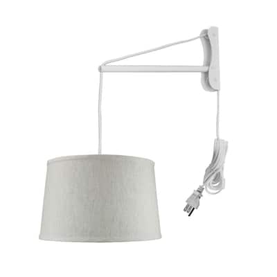 MAST Plug-In Wall Mount Pendant, 2 Light White Cord/Arm, Textured Blue