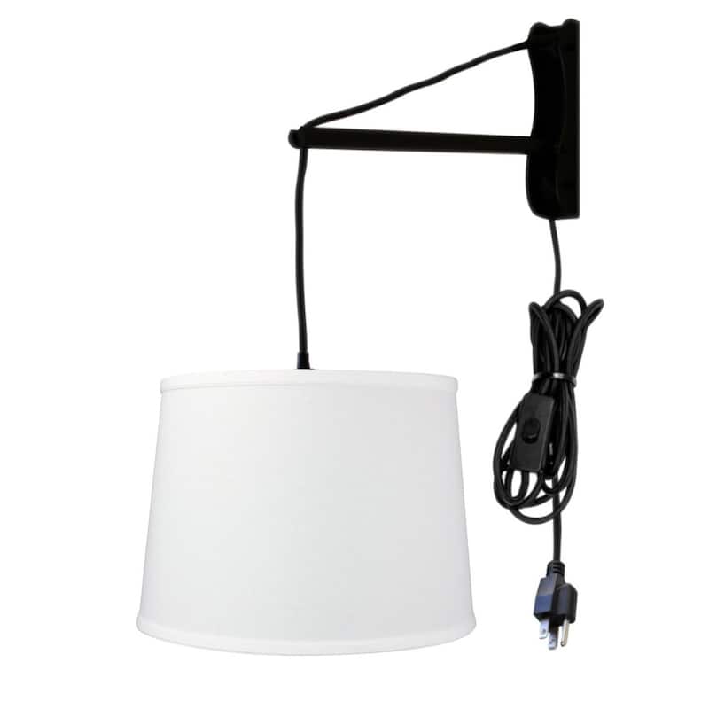 MAST Plug-In Wall Mount Pendant, 1 Light White Cord/Arm, White