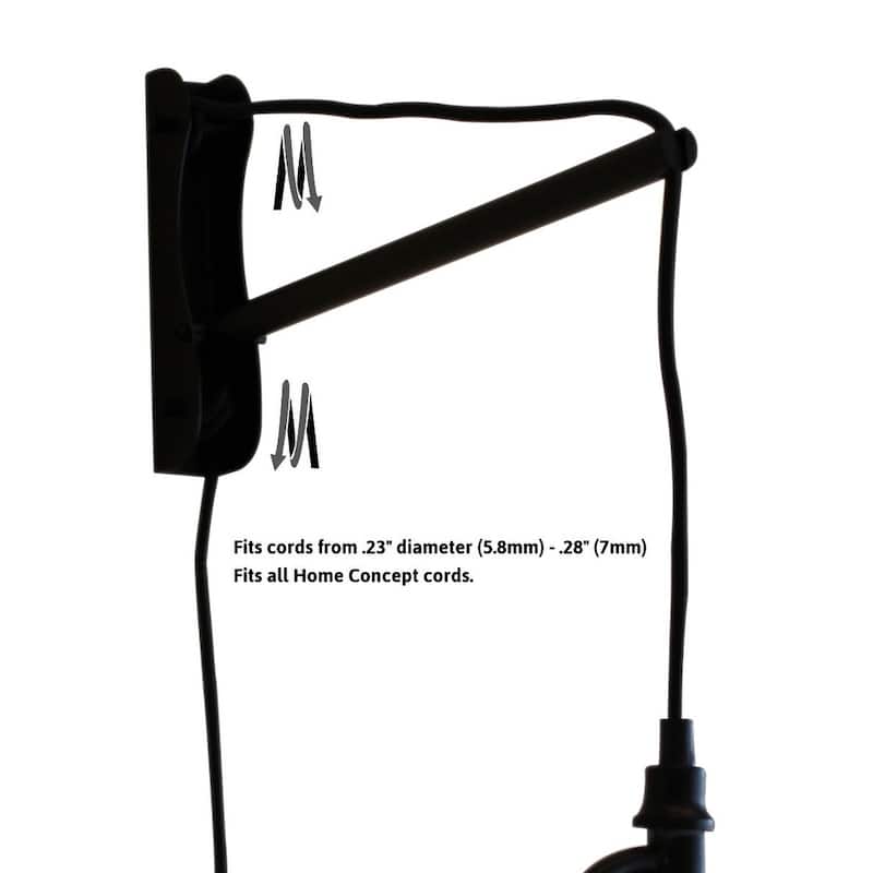 MAST Plug-In Wall Mount Pendant, 1 Light White Cord/Arm, White
