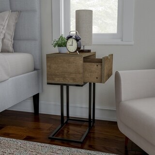 Carbon Loft Klementieff C-shaped End Table with Storage Drawer