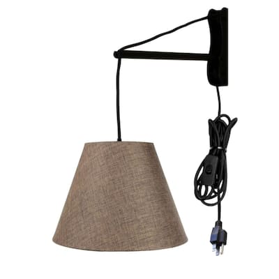 MAST Plug-In Wall Mount Pendant, 1 Light Black Cord/Arm, Chocolate