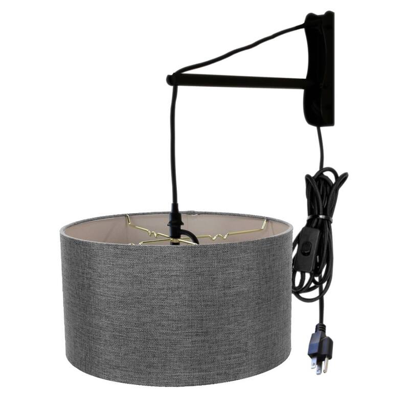 MAST Plug-In Wall Mount Pendant, 1 Light White Cord/Arm, Granite Gray