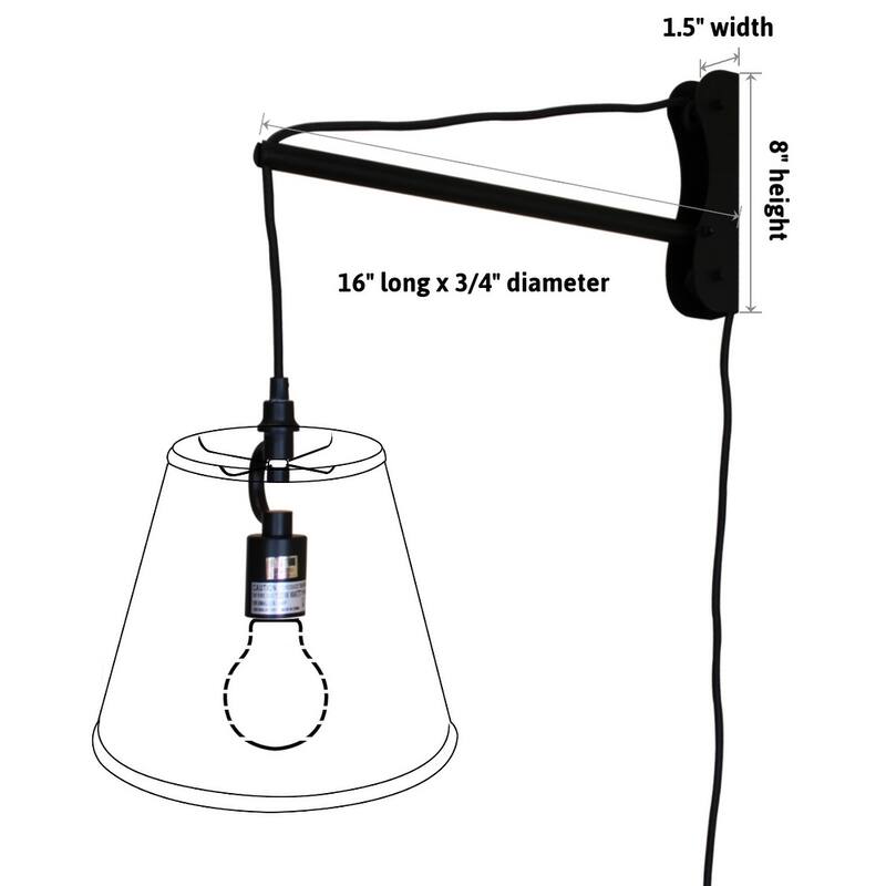 MAST Plug-In Wall Mount Pendant, 1 Light White Cord/Arm, Granite Gray