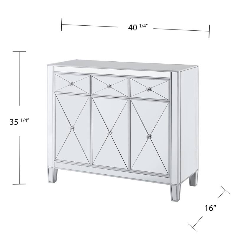 SEI Furniture Marter Glam Silver Mirror 3-Door Cabinet