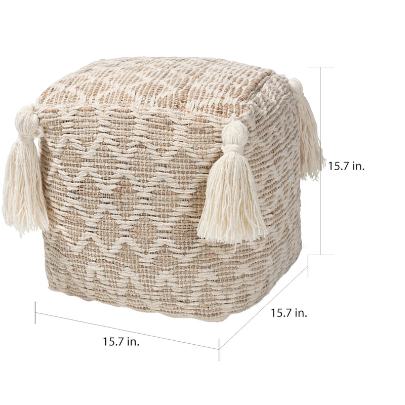 The Curated Nomad Wit Moroccan-inspired Handwoven Pouf Ottoman
