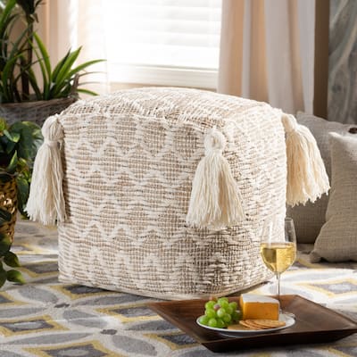 The Curated Nomad Wit Moroccan-inspired Handwoven Pouf Ottoman
