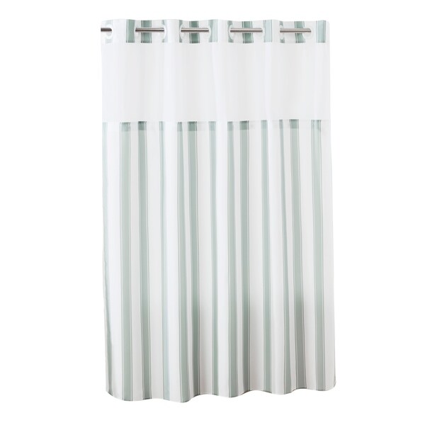 grey hookless shower curtain