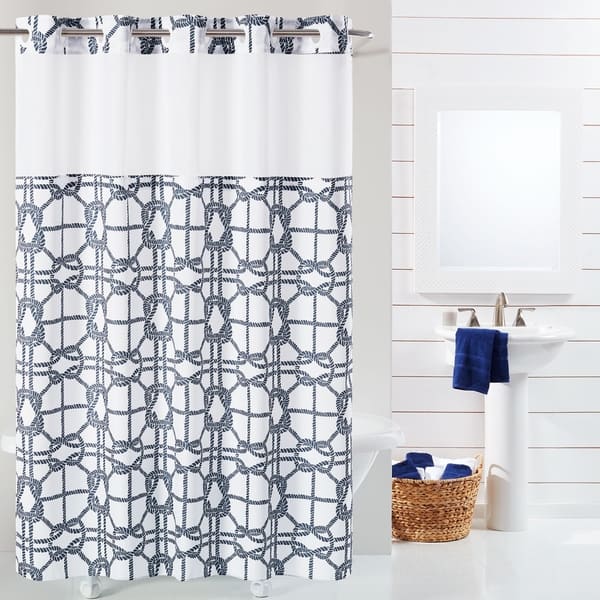 Shop Hookless Shower Curtain Nautical Lattice With Peva Liner