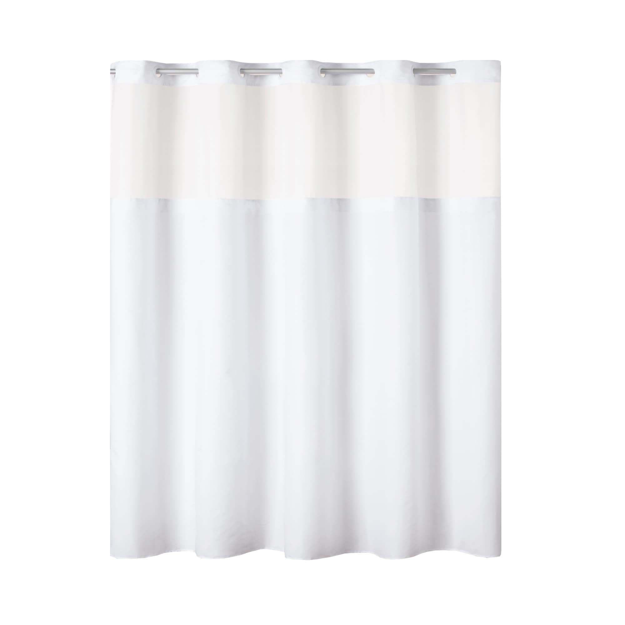 Hookless Snap In Fabric Liner for Shower Curtains White Polyester Machine Wash