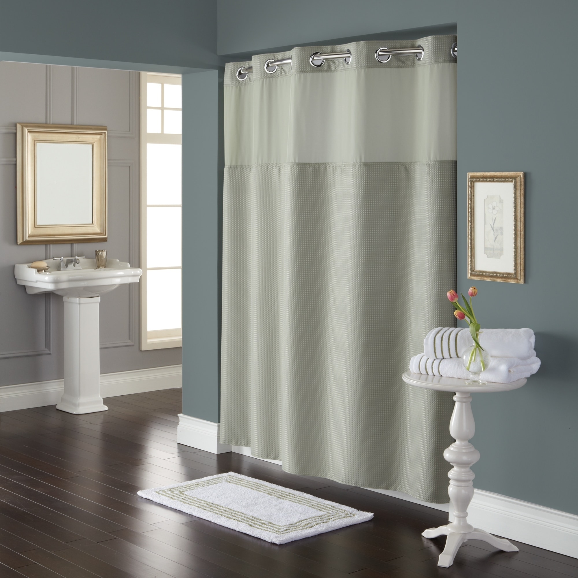 Shop Hookless Waffle Shower Curtain With Peva Liner Sage Green