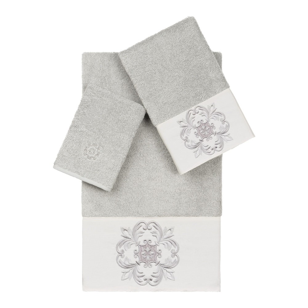Authentic Hotel and Spa Textiles 100% Turkish Cotton Alyssa 3PC Embellished Towel Set