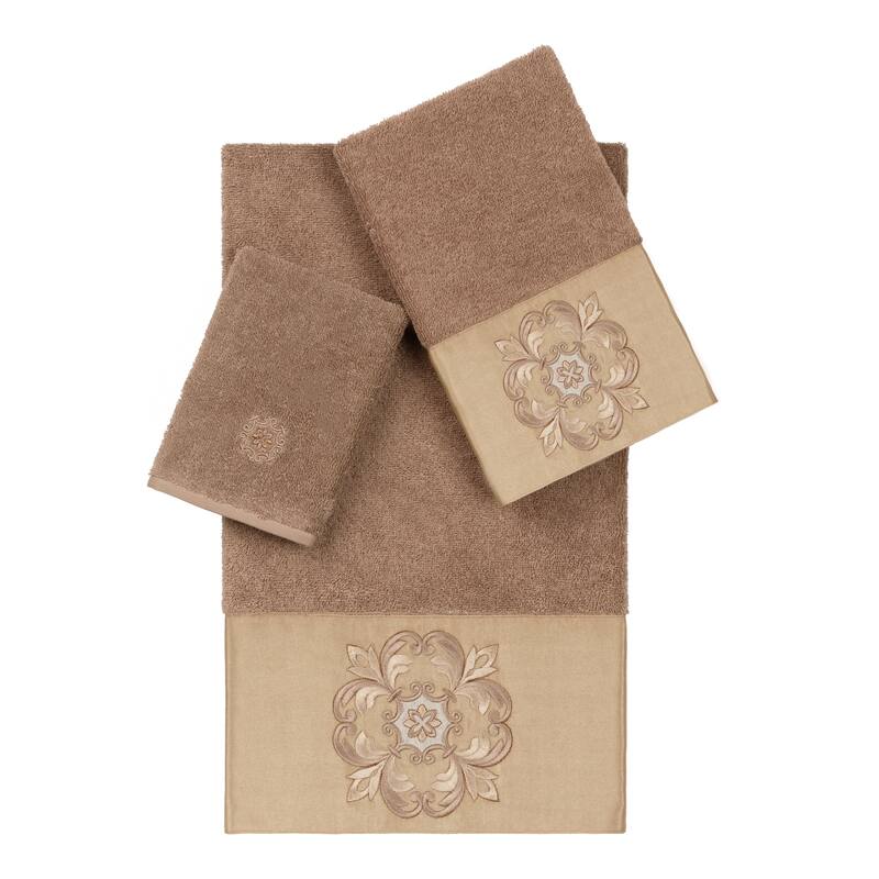 Authentic Hotel and Spa Textiles 100% Turkish Cotton Alyssa 3PC Embellished Towel Set