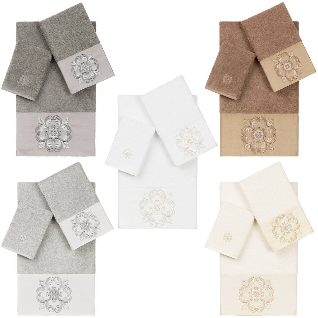 Authentic Hotel and Spa Textiles 100% Turkish Cotton Alyssa 3PC Embellished Towel Set