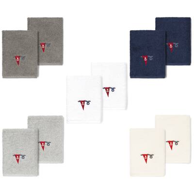 Authentic Hotel and Spa 100% Turkish Cotton Ethan 2PC Embellished Washcloth Set