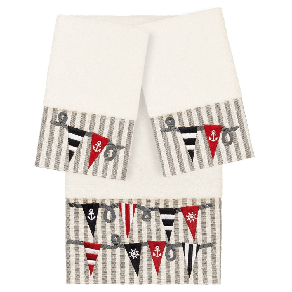 Authentic Hotel and Spa 100% Turkish Cotton Ethan 3PC Embellished Towel Set