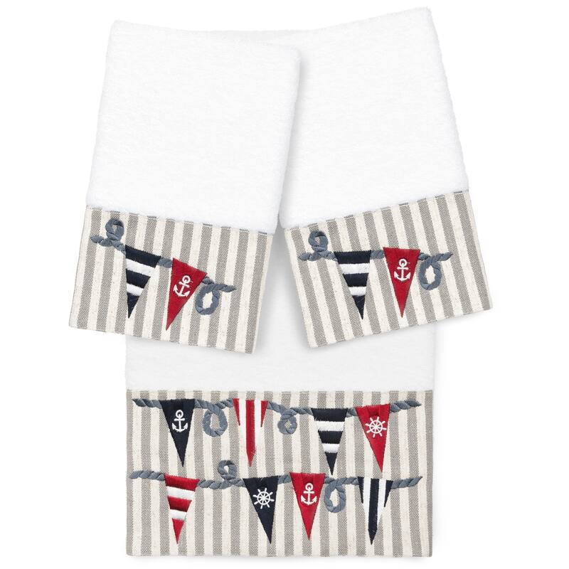 Authentic Hotel and Spa 100% Turkish Cotton Ethan 3PC Embellished Towel Set - White