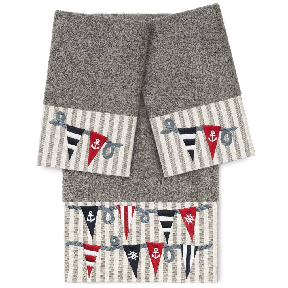 Authentic Hotel and Spa 100% Turkish Cotton Ethan 3PC Embellished Towel Set