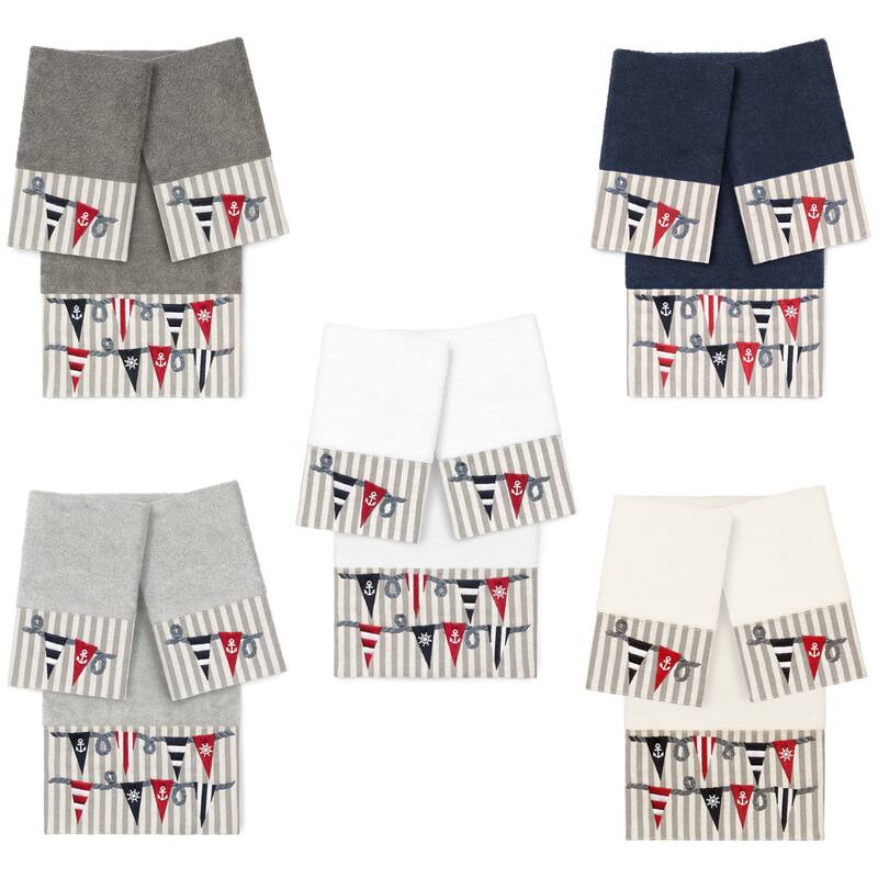 Authentic Hotel and Spa 100% Turkish Cotton Ethan 3PC Embellished Towel Set