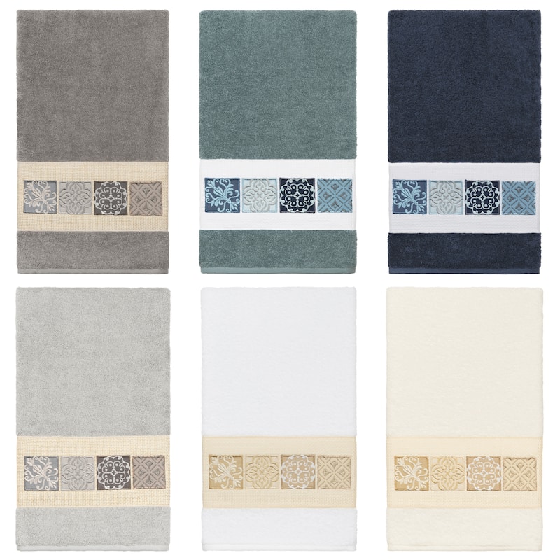 Authentic Hotel and Spa 100% Turkish Cotton Vivian Embellished Bath Towel