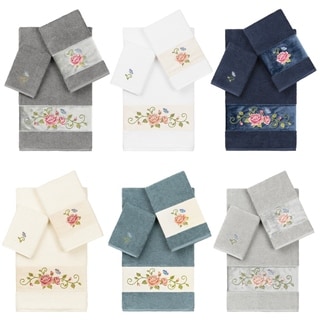 Authentic Hotel and Spa 100% Turkish Cotton Rebecca 3PC Embellished Towel Set