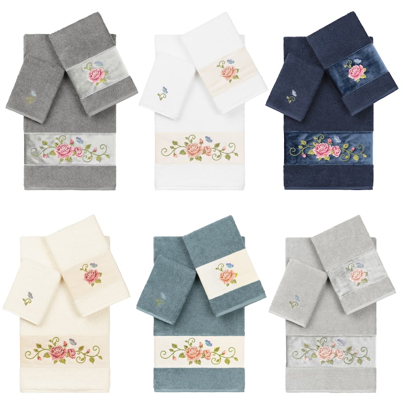 Authentic Hotel and Spa 100% Turkish Cotton Rebecca 3PC Embellished Towel Set